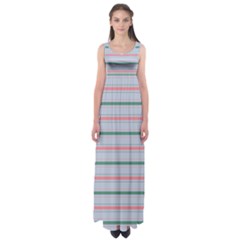 Horizontal Line Green Pink Gray Empire Waist Maxi Dress