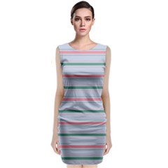 Horizontal Line Green Pink Gray Classic Sleeveless Midi Dress