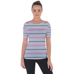 Horizontal Line Green Pink Gray Short Sleeve Top