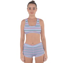 Horizontal Line Green Pink Gray Racerback Boyleg Bikini Set