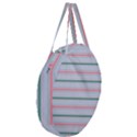 Horizontal Line Green Pink Gray Giant Round Zipper Tote View3