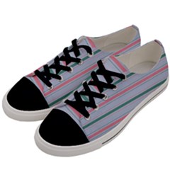 Horizontal Line Green Pink Gray Men s Low Top Canvas Sneakers