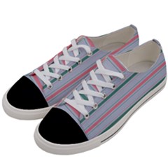 Horizontal Line Green Pink Gray Women s Low Top Canvas Sneakers