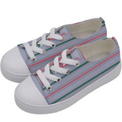 Horizontal Line Green Pink Gray Kids  Low Top Canvas Sneakers