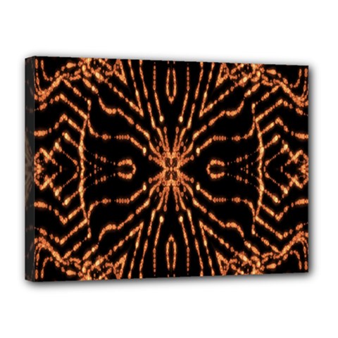 Golden Fire Pattern Polygon Space Canvas 16  X 12 