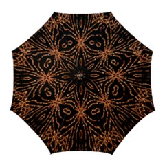 Golden Fire Pattern Polygon Space Golf Umbrellas