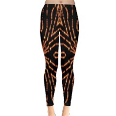 Golden Fire Pattern Polygon Space Leggings  by Mariart