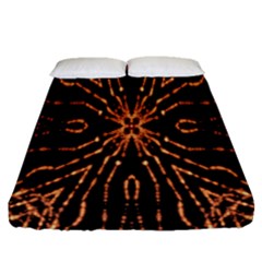 Golden Fire Pattern Polygon Space Fitted Sheet (queen Size)