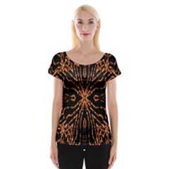 Golden Fire Pattern Polygon Space Cap Sleeve Tops by Mariart