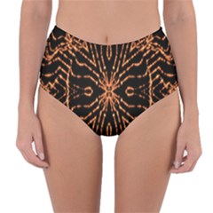 Golden Fire Pattern Polygon Space Reversible High-waist Bikini Bottoms