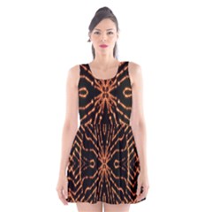 Golden Fire Pattern Polygon Space Scoop Neck Skater Dress by Mariart