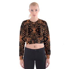 Golden Fire Pattern Polygon Space Cropped Sweatshirt