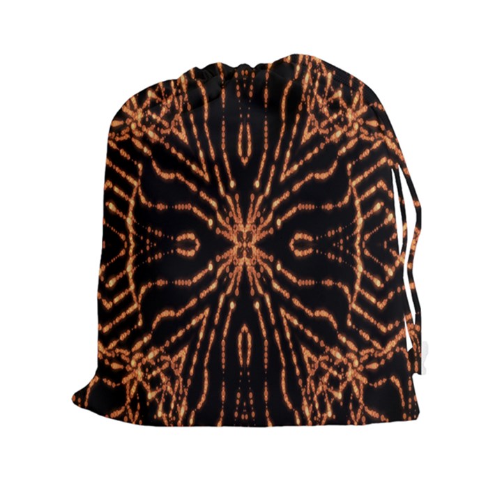 Golden Fire Pattern Polygon Space Drawstring Pouches (XXL)