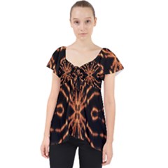 Golden Fire Pattern Polygon Space Lace Front Dolly Top