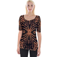 Golden Fire Pattern Polygon Space Wide Neckline Tee