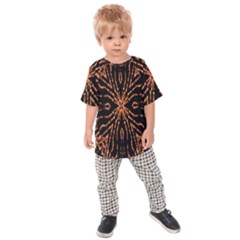 Golden Fire Pattern Polygon Space Kids Raglan Tee