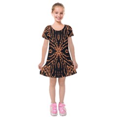 Golden Fire Pattern Polygon Space Kids  Short Sleeve Velvet Dress by Mariart