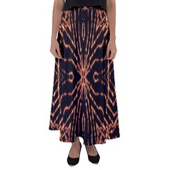 Golden Fire Pattern Polygon Space Flared Maxi Skirt