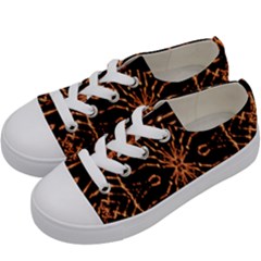 Golden Fire Pattern Polygon Space Kids  Low Top Canvas Sneakers