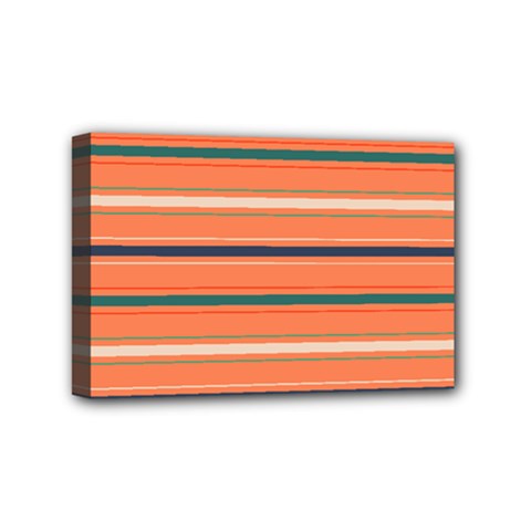 Horizontal Line Orange Mini Canvas 6  X 4 