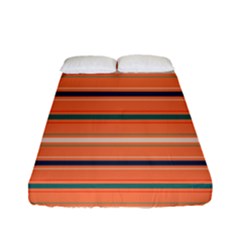 Horizontal Line Orange Fitted Sheet (full/ Double Size) by Mariart