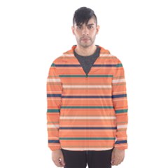 Horizontal Line Orange Hooded Wind Breaker (men)