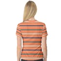 Horizontal Line Orange V-Neck Sport Mesh Tee View2