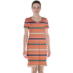 Horizontal Line Orange Short Sleeve Nightdress by Mariart