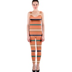 Horizontal Line Orange Onepiece Catsuit by Mariart