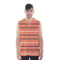 Horizontal Line Orange Men s Basketball Tank Top by Mariart