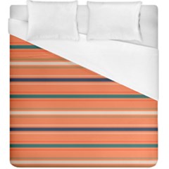 Horizontal Line Orange Duvet Cover (king Size) by Mariart