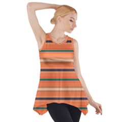 Horizontal Line Orange Side Drop Tank Tunic