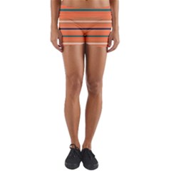 Horizontal Line Orange Yoga Shorts