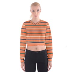 Horizontal Line Orange Cropped Sweatshirt