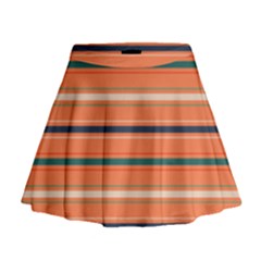 Horizontal Line Orange Mini Flare Skirt by Mariart