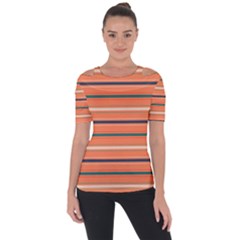 Horizontal Line Orange Short Sleeve Top