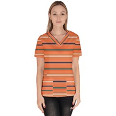 Horizontal Line Orange Scrub Top