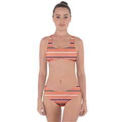 Horizontal Line Orange Criss Cross Bikini Set