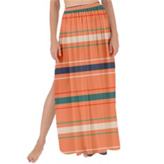 Horizontal Line Orange Maxi Chiffon Tie-up Sarong