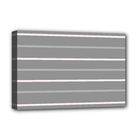 Horizontal Line Grey Pink Deluxe Canvas 18  X 12  