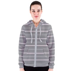 Horizontal Line Grey Pink Women s Zipper Hoodie by Mariart