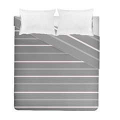 Horizontal Line Grey Pink Duvet Cover Double Side (full/ Double Size) by Mariart