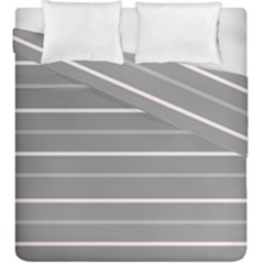 Horizontal Line Grey Pink Duvet Cover Double Side (king Size)