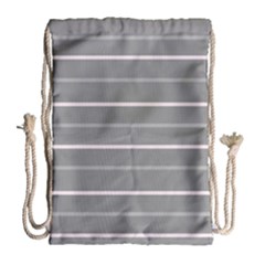 Horizontal Line Grey Pink Drawstring Bag (large)