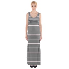 Horizontal Line Grey Pink Maxi Thigh Split Dress by Mariart