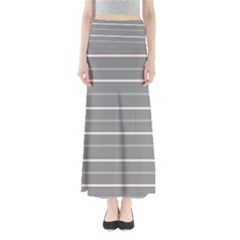 Horizontal Line Grey Pink Full Length Maxi Skirt