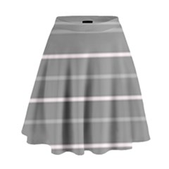 Horizontal Line Grey Pink High Waist Skirt by Mariart