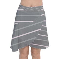 Horizontal Line Grey Pink Chiffon Wrap