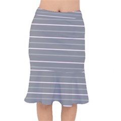 Horizontal Line Grey Pink Mermaid Skirt by Mariart