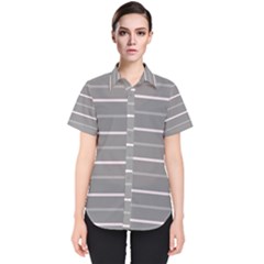 Horizontal Line Grey Pink Women s Short Sleeve Shirt